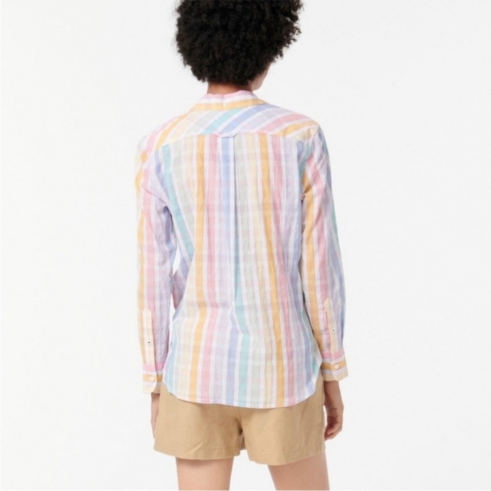 NWOT J. Crew Classic-fit Shirt in Rainbow Crinkle Gingham - Picture 3 of 5